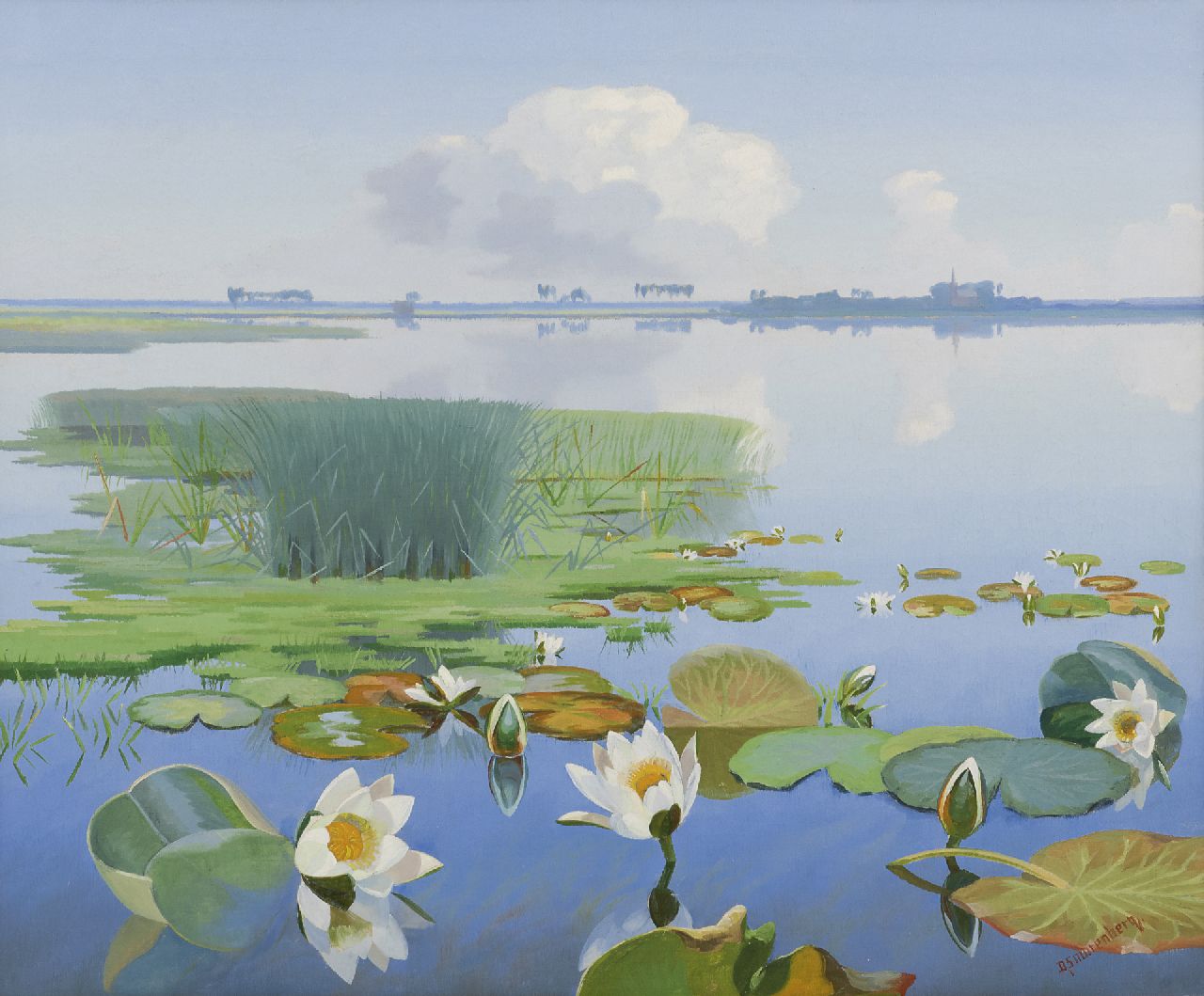 Smorenberg D. | Dirk Smorenberg, Waterlelies in de Loosdrechtse Plassen, olieverf op doek 50,2 x 60,3 cm, gesigneerd rechtsonder Smorenberg D. | Dirk Smorenberg, Waterlelies in de Loosdrechtse Plassen, olieverf op doek 50,2 x 60,3 cm, gesigneerd rechtsonder