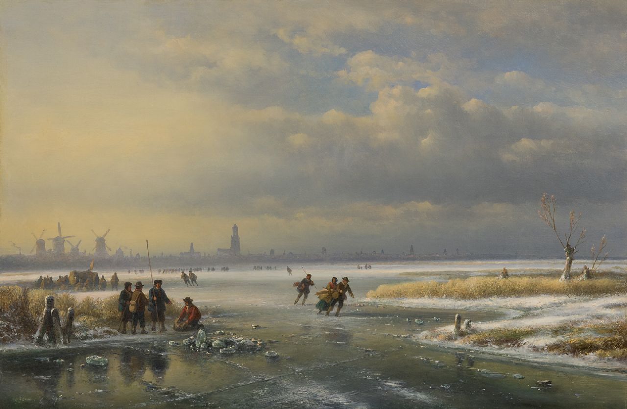 Kleijn L.J. | Lodewijk Johannes Kleijn, Winterlandschap met ijsvermaak, olieverf op paneel 53,8 x 80,7 cm Kleijn L.J. | Lodewijk Johannes Kleijn, Winterlandschap met ijsvermaak, olieverf op paneel 53,8 x 80,7 cm