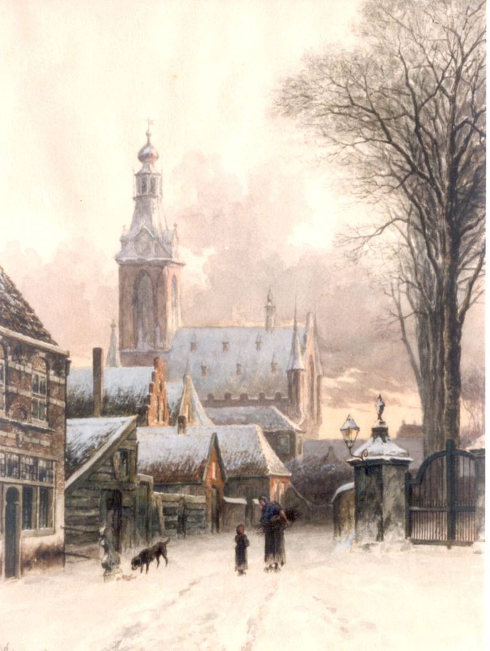 Haas Hemken W. de | Willem de Haas Hemken, Winters gezicht op Heusden, aquarel op papier 58,0 x 44,0 cm, gesigneerd linksonder Haas Hemken W. de | Willem de Haas Hemken, Winters gezicht op Heusden, aquarel op papier 58,0 x 44,0 cm, gesigneerd linksonder