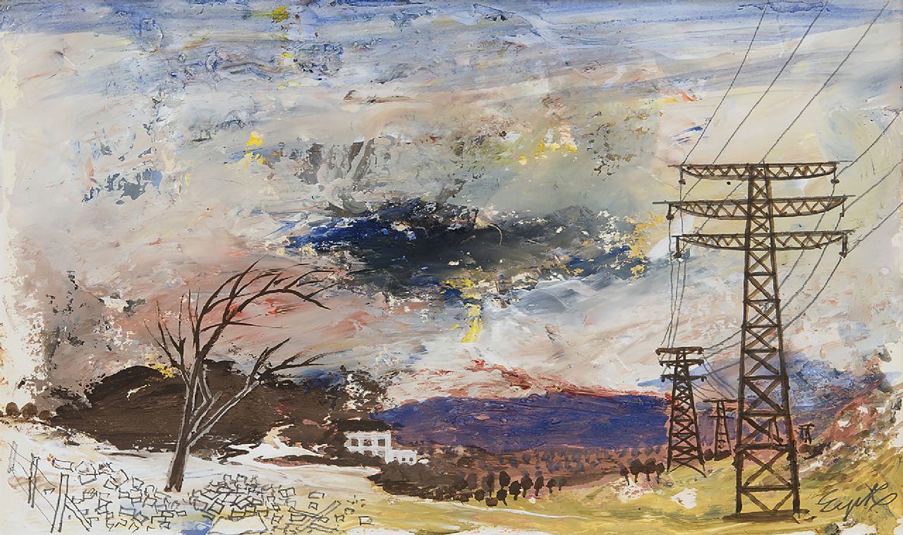 Eyck Ch.H.  | 'Charles' Hubert Eyck, Heuvellandschap, gouache op papier 17,8 x 29,5 cm, gesigneerd rechtsonder
