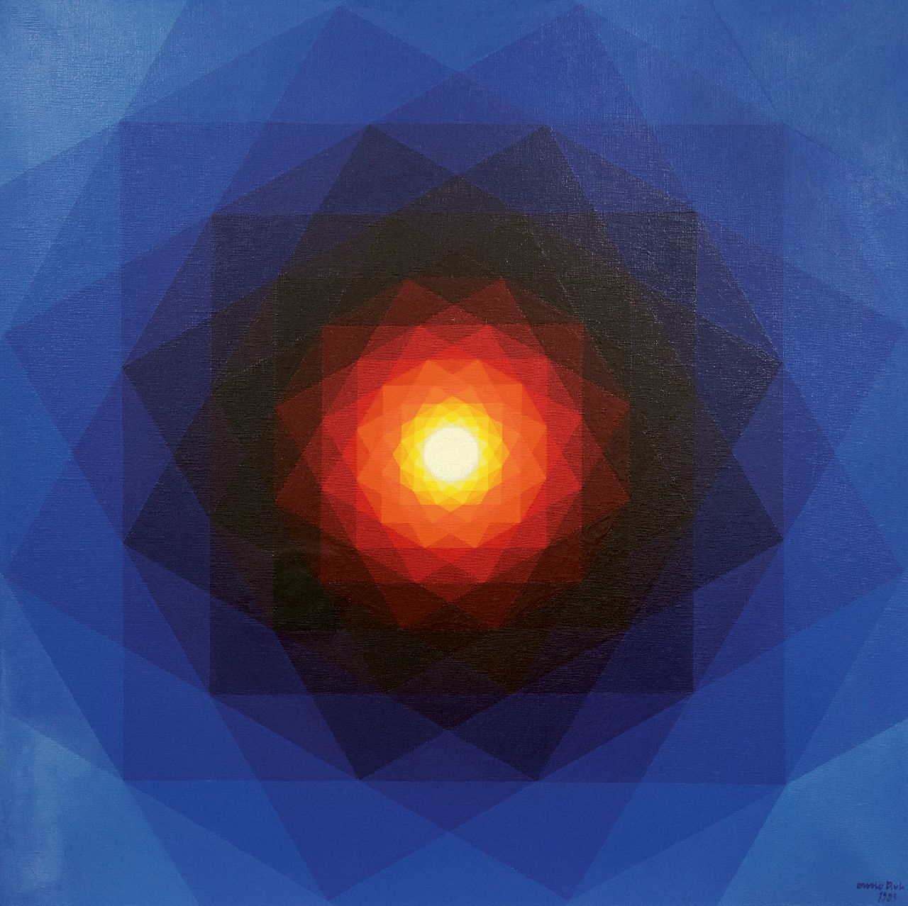 Docters van Leeuwen E.H.O.  | Eric Helge 'Onno' Docters van Leeuwen | Schilderijen te koop aangeboden | Mandala 'Herfst', acryl op doek 100,0 x 100,0 cm, gesigneerd rechtsonder en gedateerd 1983
