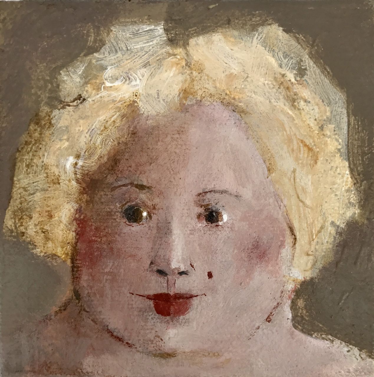 Hemert E. van | Evert van Hemert, Angel, acryl op doek 10,2 x 10,2 cm, gesigneerd niet