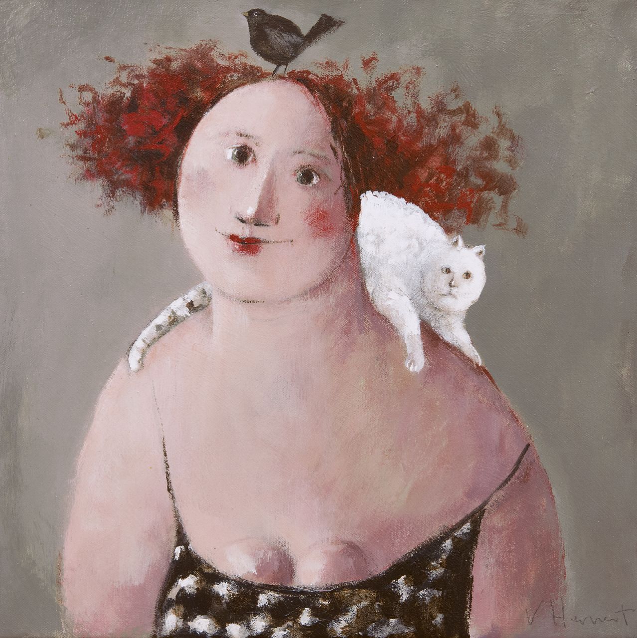 Hemert E. van | Evert van Hemert, Friends, acryl op doek 40,0 x 40,0 cm, gesigneerd rechtsonder en verso