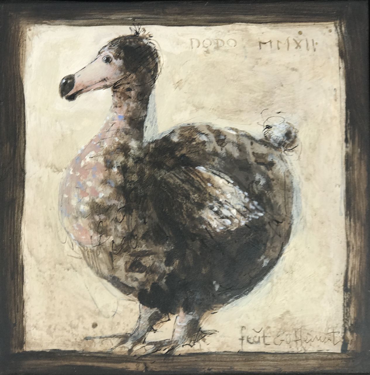Hemert E. van | Evert van Hemert, Dodo, acryl op board 20,0 x 20,0 cm, gesigneerd rechtsonder en gedateerd MMXII Hemert E. van | Evert van Hemert, Dodo, acryl op board 20,0 x 20,0 cm, gesigneerd rechtsonder en gedateerd MMXII