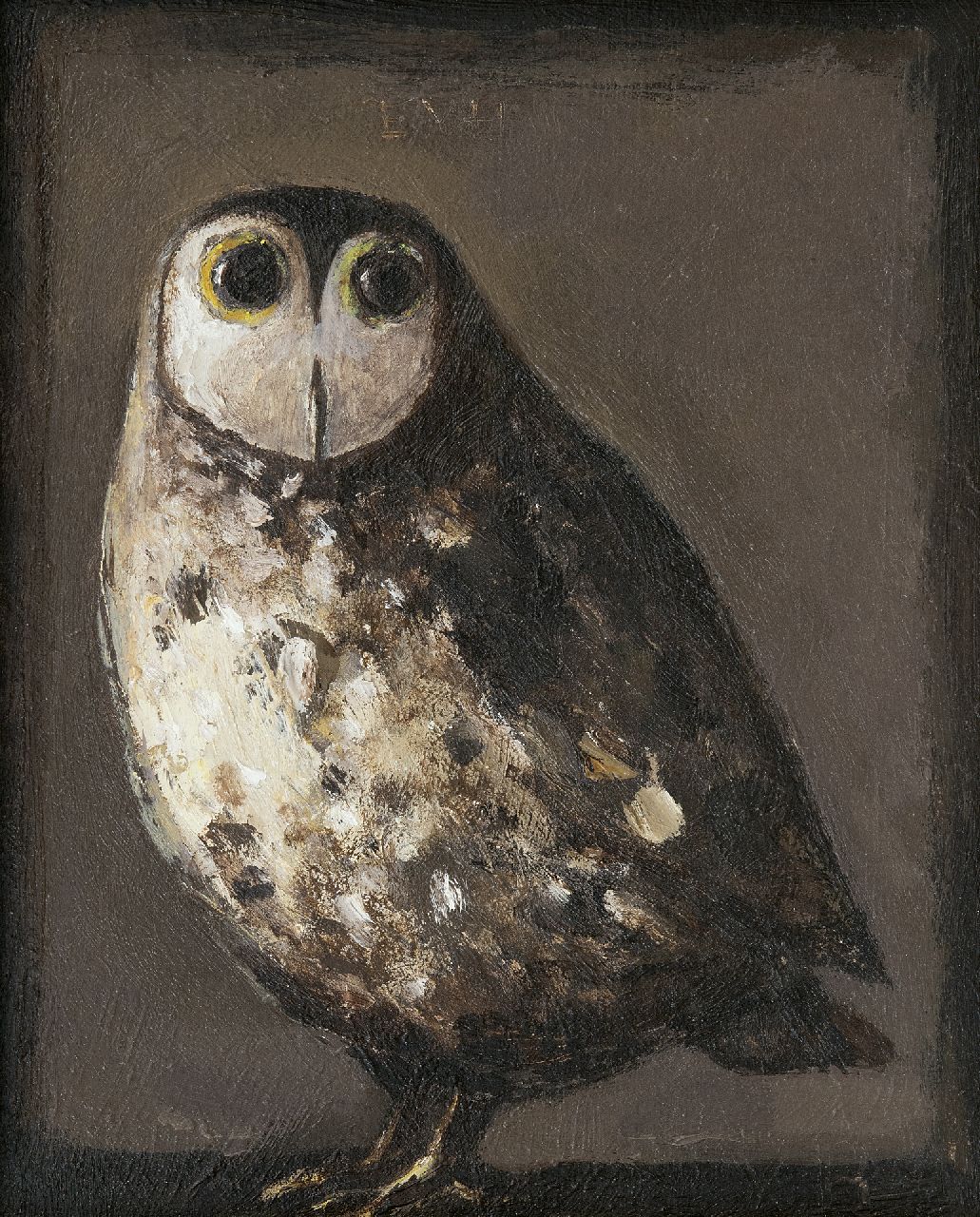 Hemert E. van | Evert van Hemert, Uil, acryl op doek 30,2 x 25,1 cm, gesigneerd m.b. met initialen Hemert E. van | Evert van Hemert, Uil, acryl op doek 30,2 x 25,1 cm, gesigneerd m.b. met initialen