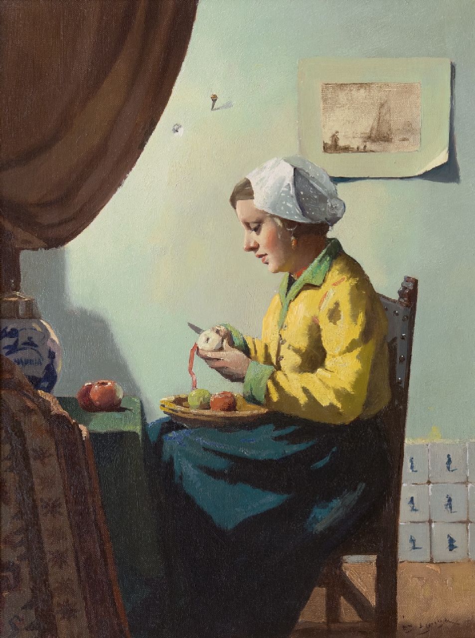 Ligtelijn E.J. | Evert Jan Ligtelijn, Appelschilstertje, olieverf op doek 40,2 x 30,4 cm, gesigneerd rechtsonder Ligtelijn E.J. | Evert Jan Ligtelijn, Appelschilstertje, olieverf op doek 40,2 x 30,4 cm, gesigneerd rechtsonder