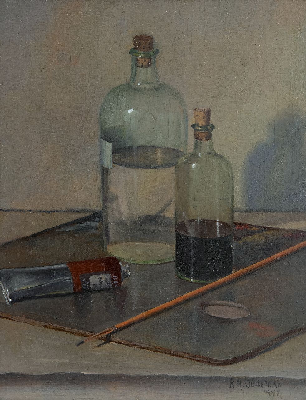 Oldeman R.H. | Rudolf Hendrik Oldeman | Schilderijen te koop aangeboden | Schildergerei, olieverf op paneel 32,0 x 25,4 cm, gesigneerd rechtsonder en gedateerd 1948 Oldeman R.H. | Rudolf Hendrik Oldeman | Schilderijen te koop aangeboden | Schildergerei, olieverf op paneel 32,0 x 25,4 cm, gesigneerd rechtsonder en gedateerd 1948