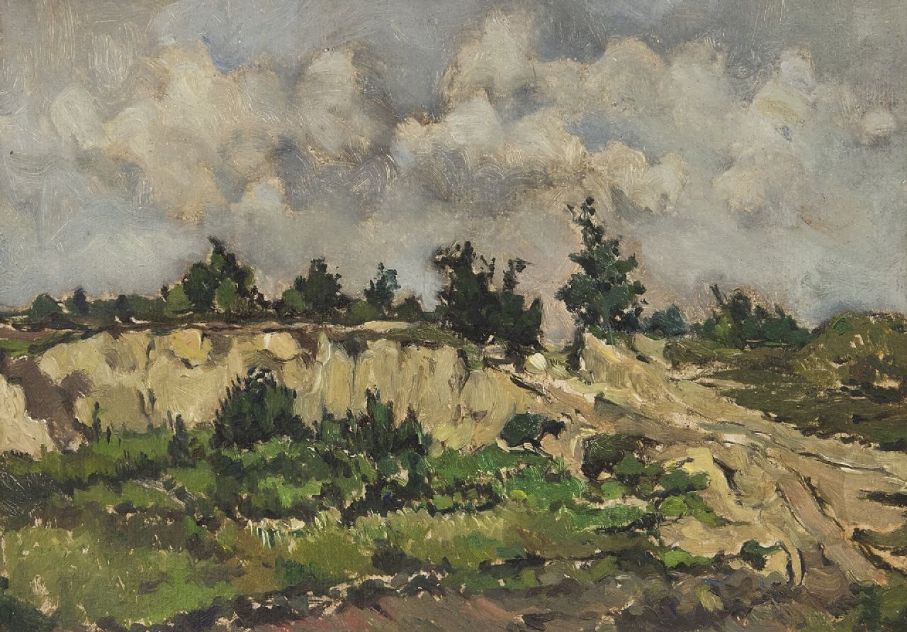 Ket D.H.  | Dirk Hendrik 'Dick' Ket | Schilderijen te koop aangeboden | Zandafgraving bij Ede, olieverf op board 20,4 x 28,8 cm, gesigneerd verso en verso gedateerd '24