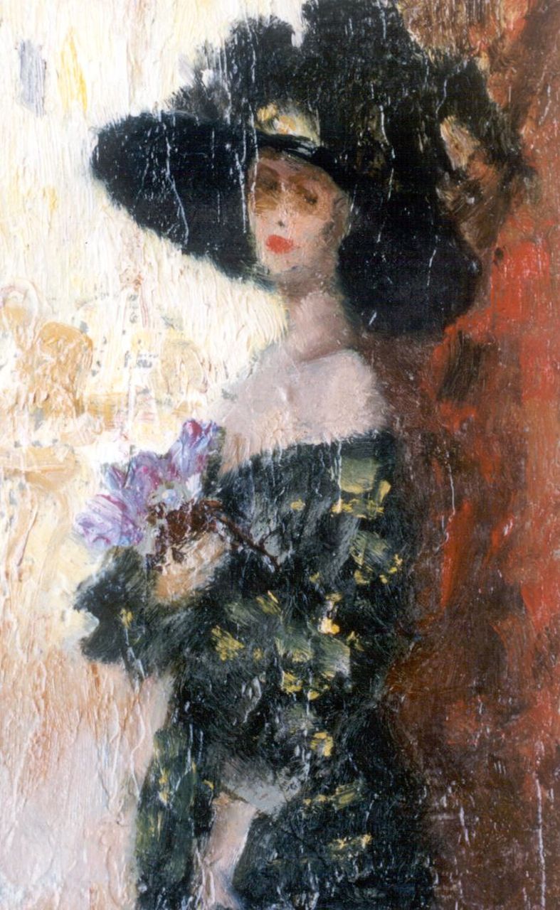 Heijligers H. | Hendrik 'Henri' Heijligers, Portret van een modieuze vrouw, 21,3 x 13,0 cm, gesigneerd linksonder Heijligers H. | Hendrik 'Henri' Heijligers, Portret van een modieuze vrouw, 21,3 x 13,0 cm, gesigneerd linksonder