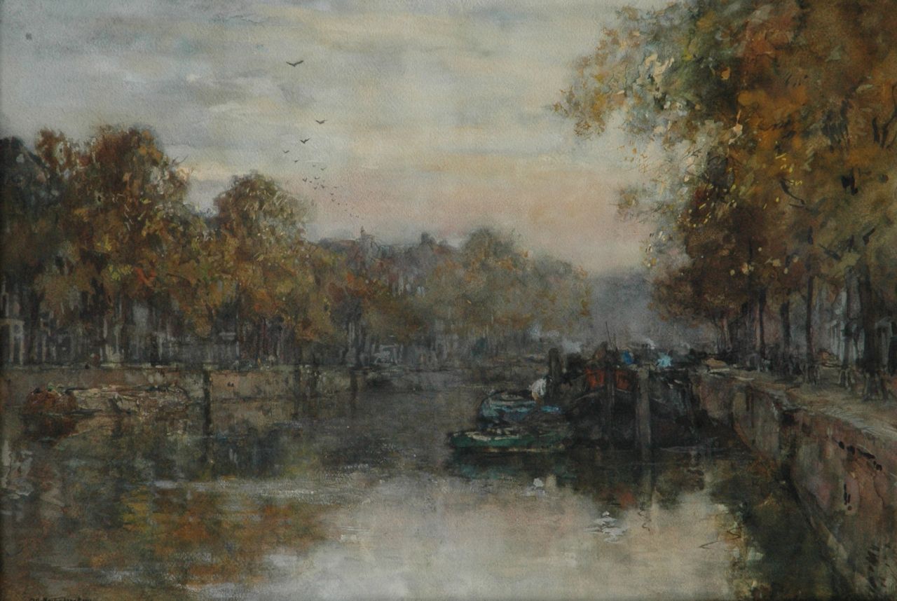 Mastenbroek J.H. van | Johan Hendrik van Mastenbroek | Aquarellen en tekeningen te koop aangeboden | Zonsondergang Leuvehaven, Rotterdam, houtskool, inkt, aquarel en gouache op papier 51,4 x 74,5 cm, gesigneerd linksonder en gedateerd 1902 Mastenbroek J.H. van | Johan Hendrik van Mastenbroek | Aquarellen en tekeningen te koop aangeboden | Zonsondergang Leuvehaven, Rotterdam, houtskool, inkt, aquarel en gouache op papier 51,4 x 74,5 cm, gesigneerd linksonder en gedateerd 1902