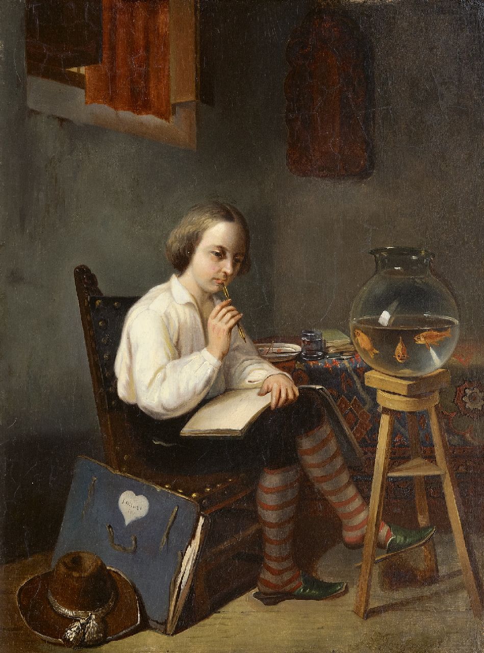 Toussaint A.P.  | Armand P. Toussaint | Schilderijen te koop aangeboden | De jonge kunstenaar, olieverf op paneel 41,7 x 31,3 cm, gesigneerd rechtsonder