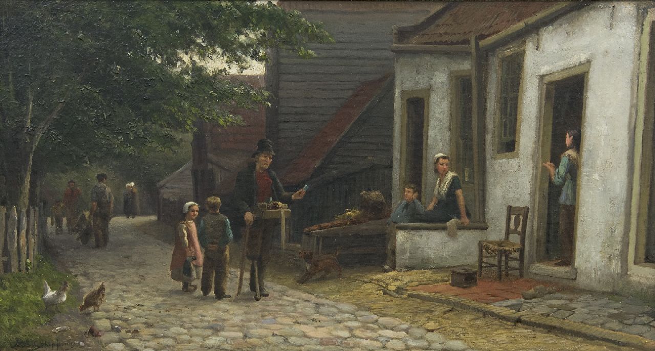Schipperus P.A.  | Pieter Adrianus 'Piet' Schipperus, De marskramer, olieverf op doek 31,7 x 58,0 cm, gesigneerd linksonder