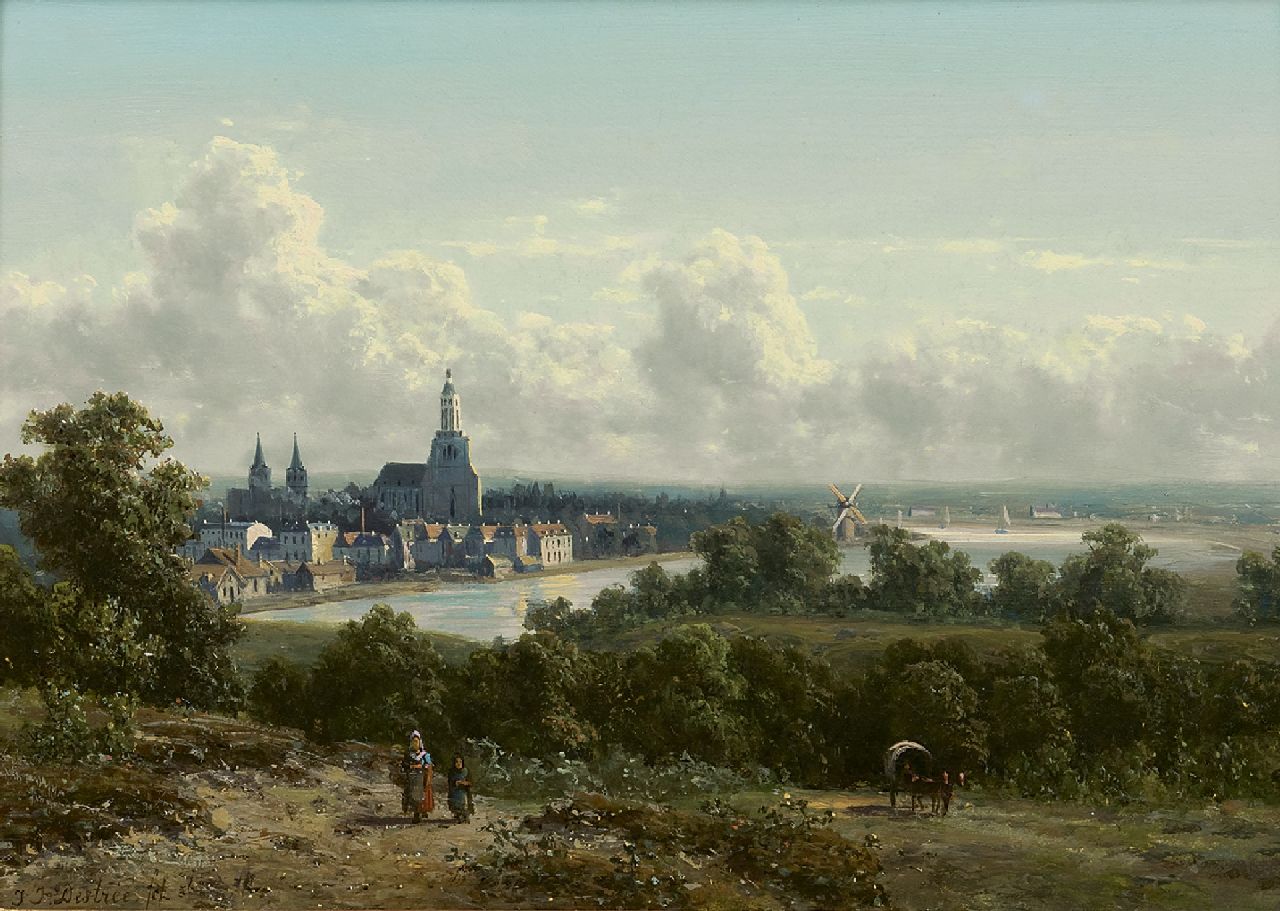 Destrée J.J. | Johannes Josephus Destrée, Gezicht op Arnhem en de Rijn, olieverf op paneel 26,3 x 36,1 cm, gesigneerd linksonder en gedateerd '56 Destrée J.J. | Johannes Josephus Destrée, Gezicht op Arnhem en de Rijn, olieverf op paneel 26,3 x 36,1 cm, gesigneerd linksonder en gedateerd '56