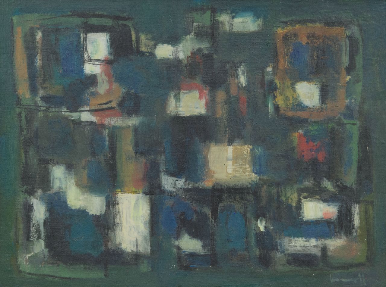 Kropff J. | Johan 'Joop' Kropff, Compositie, olieverf op doek 30,7 x 40,3 cm, gesigneerd rechtsonder Kropff J. | Johan 'Joop' Kropff, Compositie, olieverf op doek 30,7 x 40,3 cm, gesigneerd rechtsonder