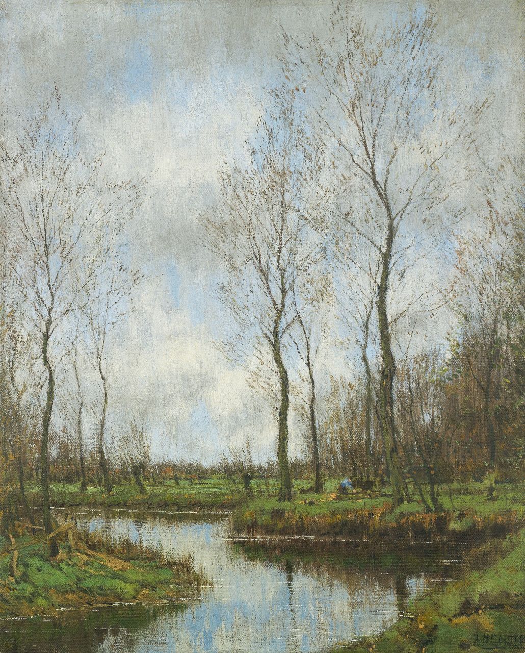 Gorter A.M. | 'Arnold' Marc Gorter, Houthakker bij de Vordense Beek, olieverf op doek 50,5 x 40,4 cm, gesigneerd rechtsonder Gorter A.M. | 'Arnold' Marc Gorter, Houthakker bij de Vordense Beek, olieverf op doek 50,5 x 40,4 cm, gesigneerd rechtsonder