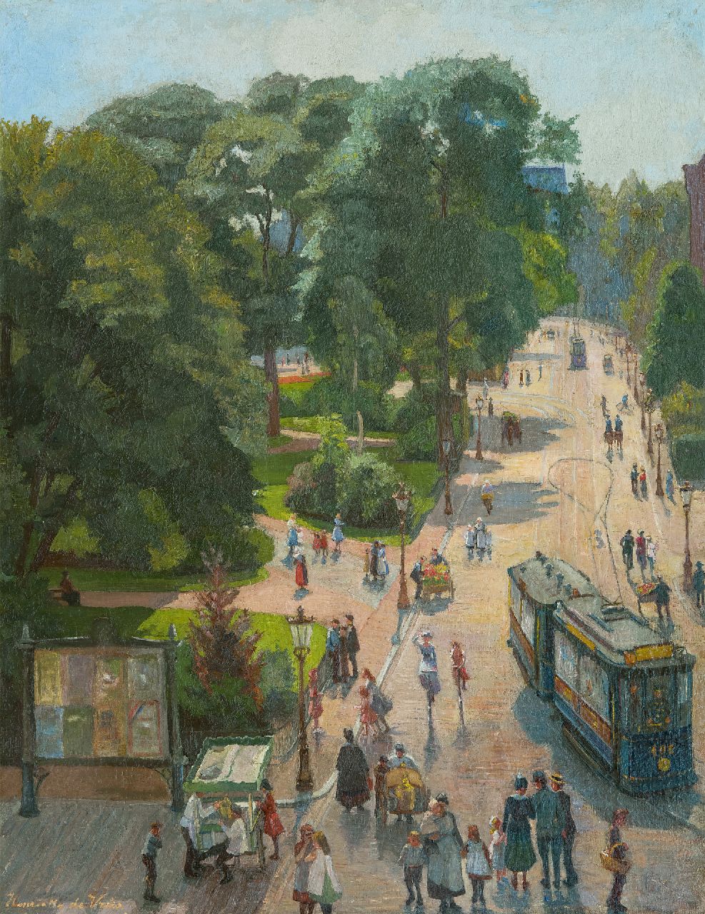 Vries S.C.H. de | Susanna Cornelia 'Henriëtte' de Vries, Gezicht op het Leidse Bosje in Amsterdam, olieverf op doek 77,8 x 61,9 cm, gesigneerd linksonder