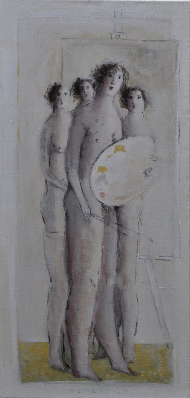 Hemert E. van | Evert van Hemert, Painter & Models: Painter's dream, olieverf op doek 90,2 x 40,5 cm, gesigneerd middenonder en gedateerd 017 Hemert E. van | Evert van Hemert, Painter & Models: Painter's dream, olieverf op doek 90,2 x 40,5 cm, gesigneerd middenonder en gedateerd 017
