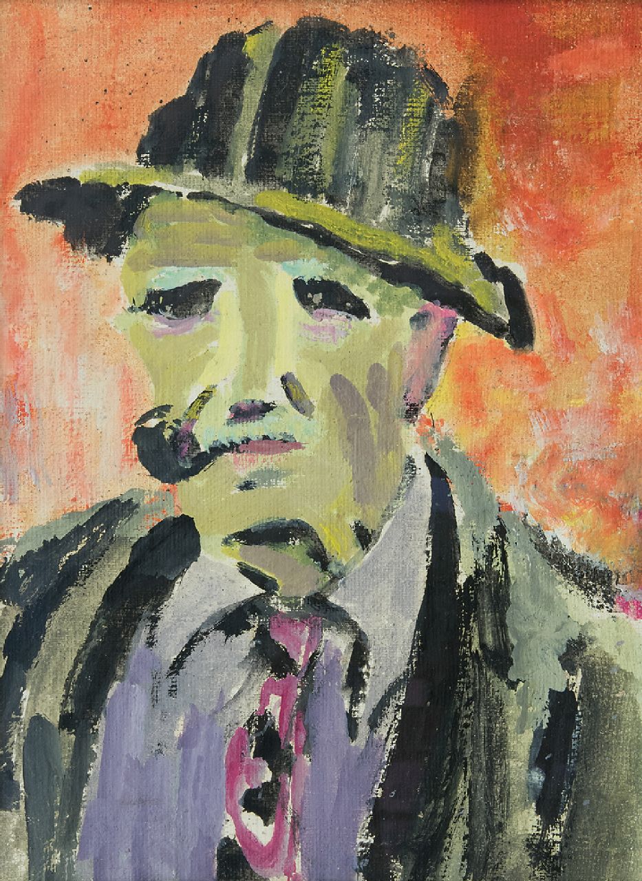 Altink J. | Jan Altink, Portret van man met pijp, wasverf op doek 40,0 x 30,0 cm, te dateren ca. 1942 Altink J. | Jan Altink, Portret van man met pijp, wasverf op doek 40,0 x 30,0 cm, te dateren ca. 1942