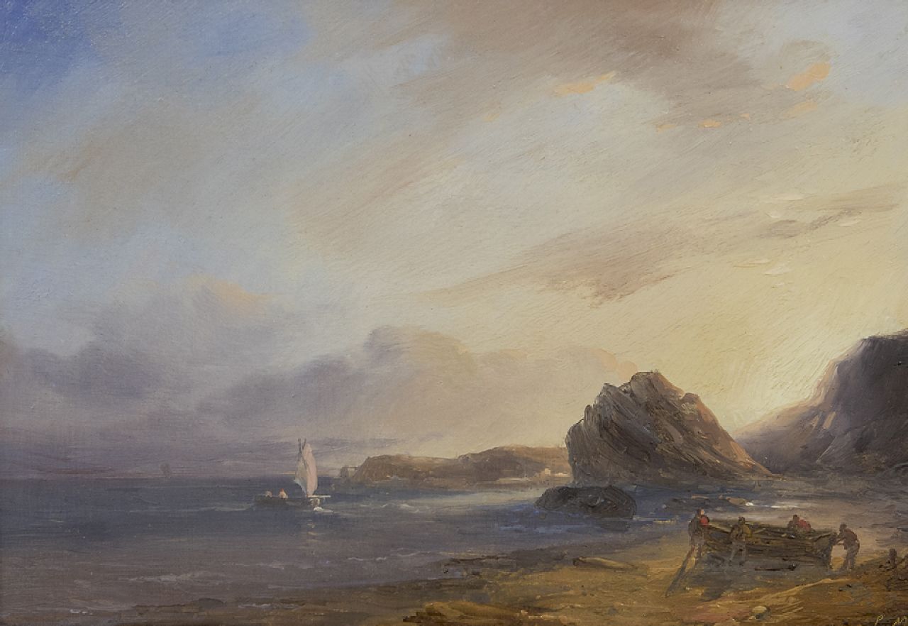 Meijer J.H.L.  | Johan Hendrik 'Louis' Meijer, Rotskust, olieverf op paneel 20,0 x 29,0 cm, gesigneerd rechtsonder met monogram