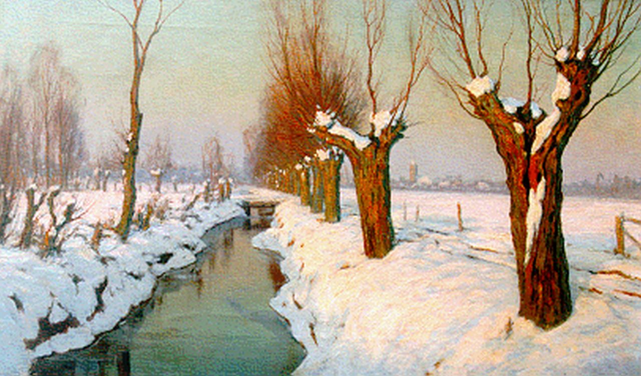 Meijer J. | Johannes 'Johan' Meijer, Winternamiddagzon, olieverf op doek 60,4 x 100,5 cm, gesigneerd rechtsonder Meijer J. | Johannes 'Johan' Meijer, Winternamiddagzon, olieverf op doek 60,4 x 100,5 cm, gesigneerd rechtsonder