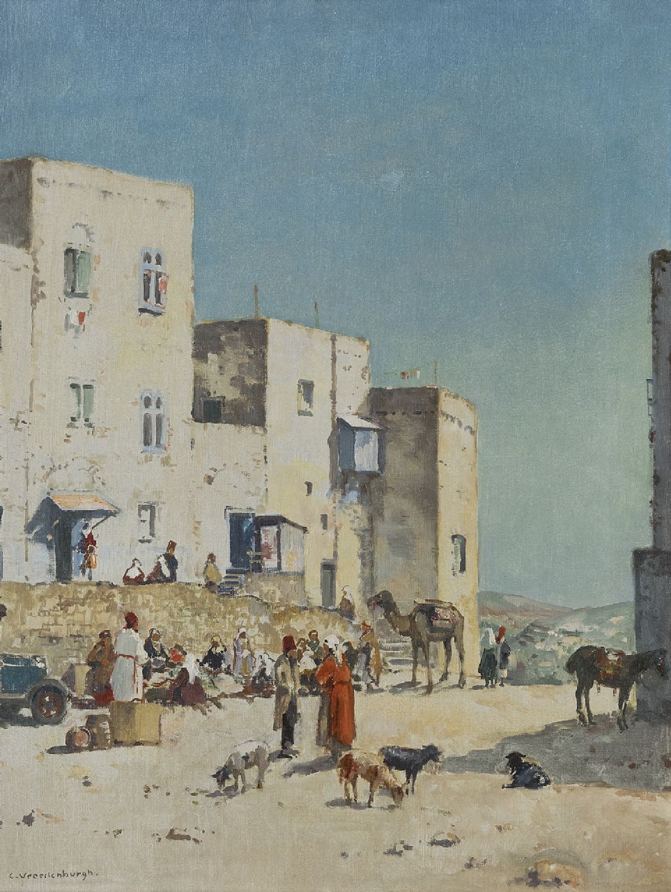 Vreedenburgh C. | Cornelis Vreedenburgh, Dorpje in Palestina, vermoedelijk Bethlehem, olieverf op doek 50,9 x 38,2 cm, gesigneerd linksonder en te dateren ca. 1936 Vreedenburgh C. | Cornelis Vreedenburgh, Dorpje in Palestina, vermoedelijk Bethlehem, olieverf op doek 50,9 x 38,2 cm, gesigneerd linksonder en te dateren ca. 1936