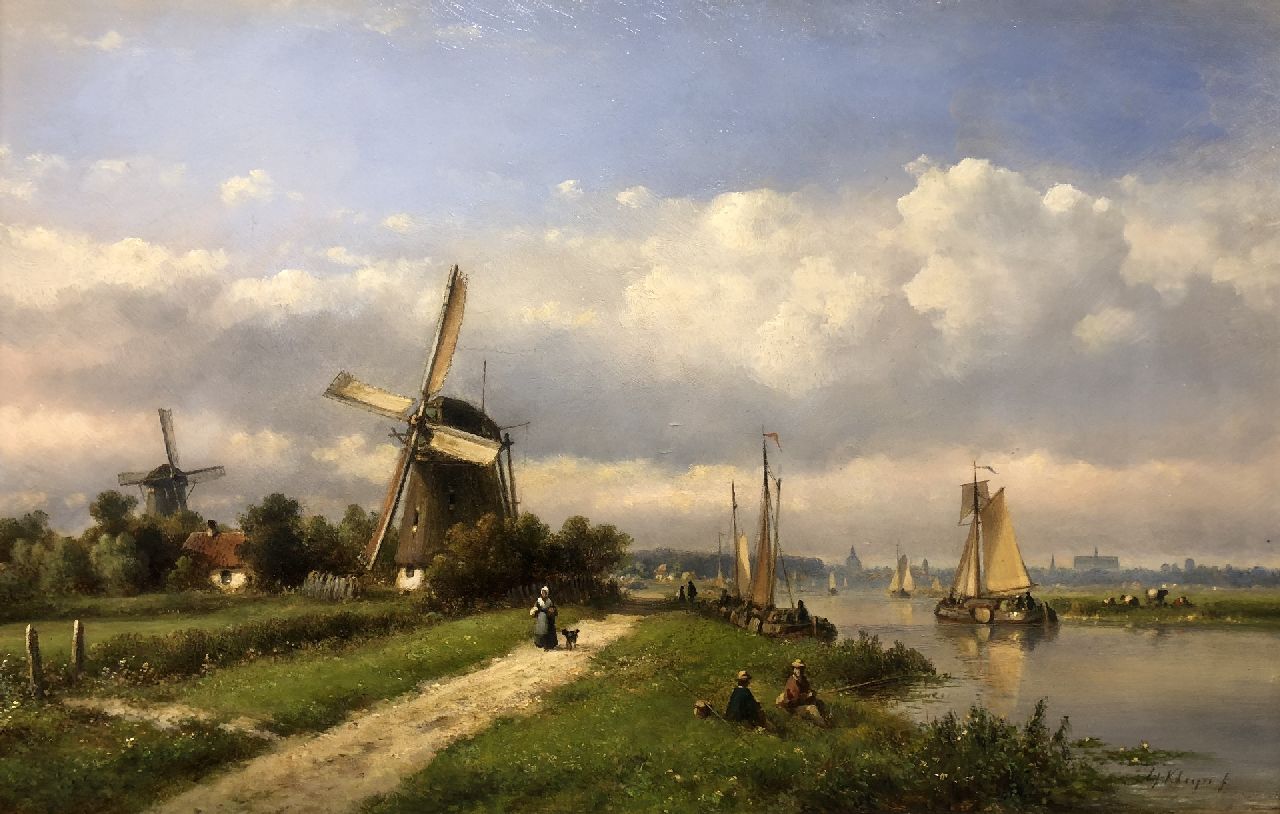 Kleijn L.J. | Lodewijk Johannes Kleijn, Zomers riviergezicht met zeilschepen (alleen tezamen met winter), olieverf op paneel 33,5 x 52,2 cm, gesigneerd rechtsonder Kleijn L.J. | Lodewijk Johannes Kleijn, Zomers riviergezicht met zeilschepen (alleen tezamen met winter), olieverf op paneel 33,5 x 52,2 cm, gesigneerd rechtsonder