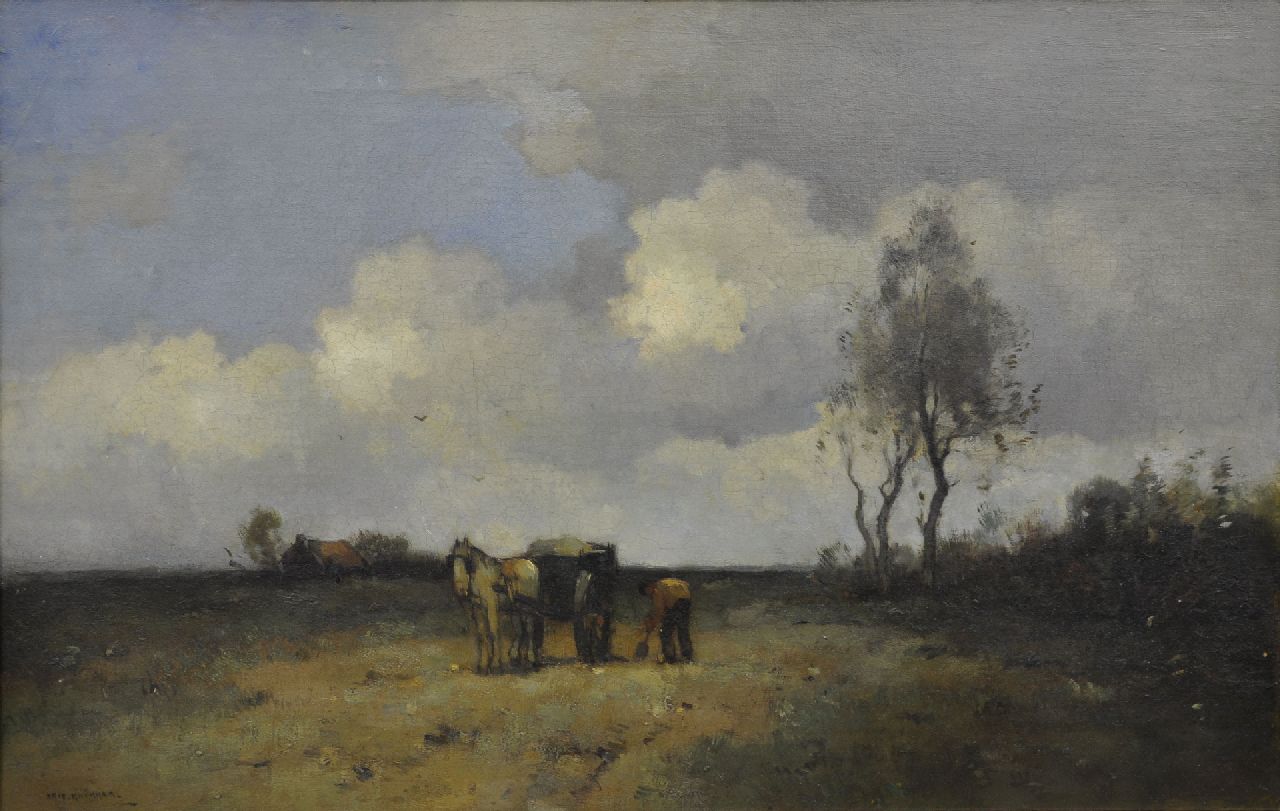 Knikker A. | Aris Knikker, Landschap met zandschepper, olieverf op doek 50,2 x 74,8 cm, gesigneerd linksonder Knikker A. | Aris Knikker, Landschap met zandschepper, olieverf op doek 50,2 x 74,8 cm, gesigneerd linksonder