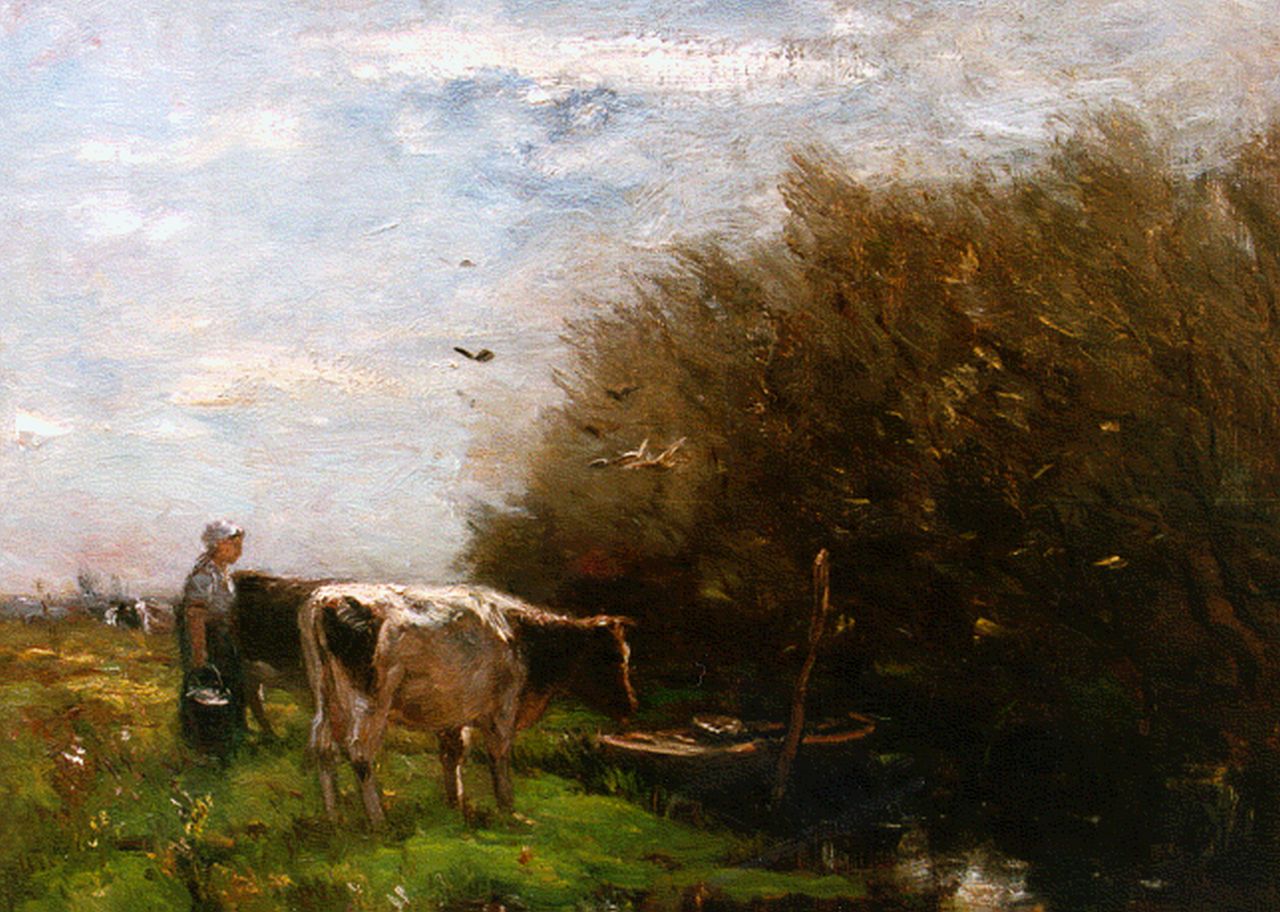 Maris W. | Willem Maris, Melkvee in de wei, olieverf op doek 51,5 x 58,5 cm, gesigneerd linksonder Maris W. | Willem Maris, Melkvee in de wei, olieverf op doek 51,5 x 58,5 cm, gesigneerd linksonder