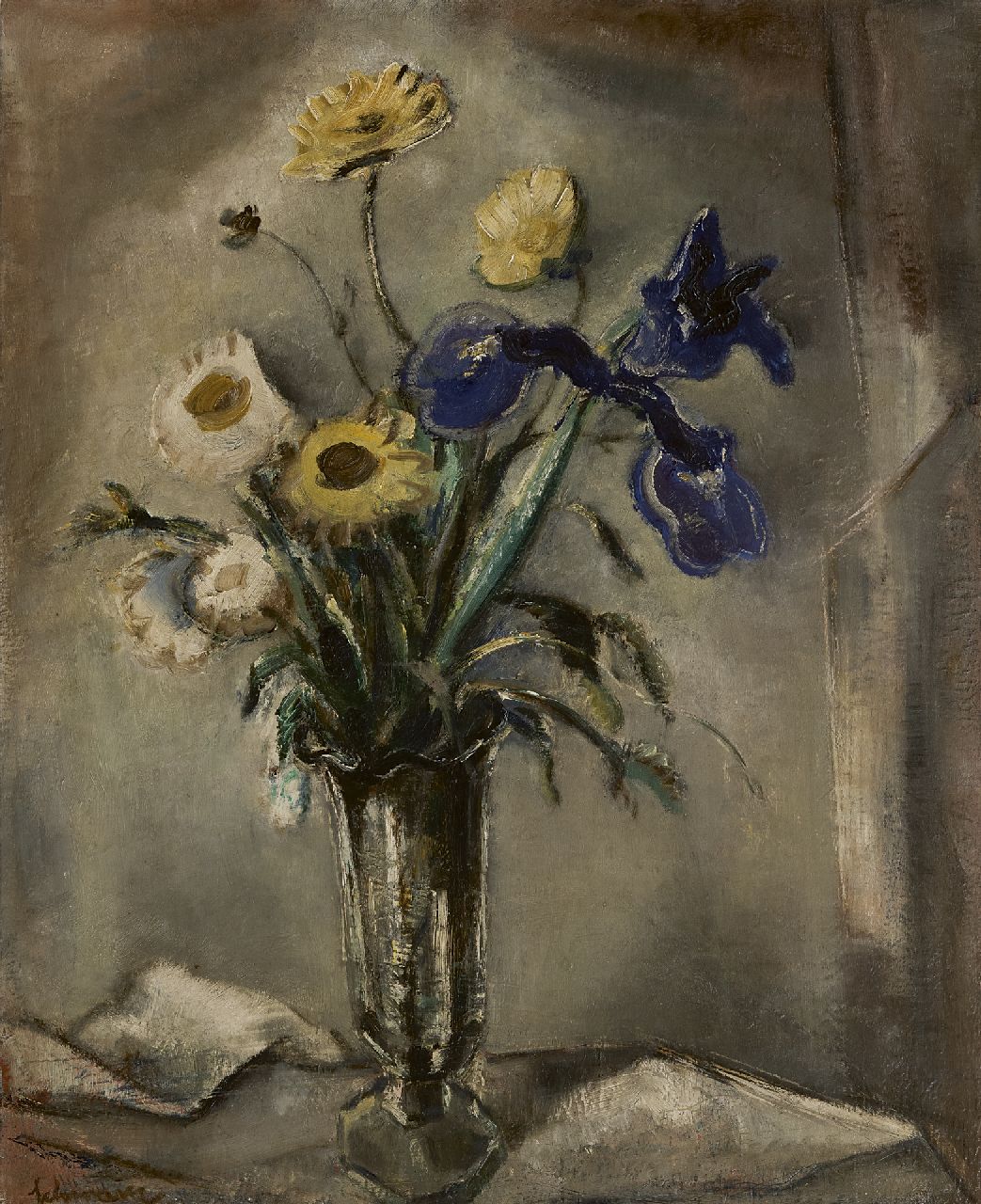 Mommie Schwarz | Stilleven van tuinbloemen, olieverf op doek, 65,0 x 54,8 cm, gesigneerd l.o. Mommie Schwarz | Stilleven van tuinbloemen, olieverf op doek, 65,0 x 54,8 cm, gesigneerd l.o.