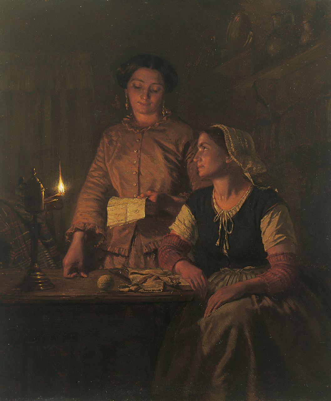 Sebes P.W. | Pieter Willem Sebes | Schilderijen te koop aangeboden | Een belangrijke brief, olieverf op paneel 46,4 x 39,1 cm, gesigneerd linksonder en gedateerd 1858 Sebes P.W. | Pieter Willem Sebes | Schilderijen te koop aangeboden | Een belangrijke brief, olieverf op paneel 46,4 x 39,1 cm, gesigneerd linksonder en gedateerd 1858