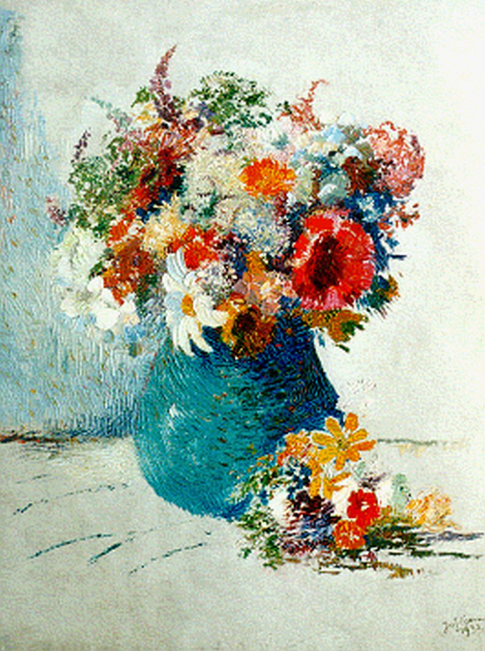 Koeman J.J. | Jacobus Jan 'Jac. J.' Koeman, Vaas met bloemen, 65,0 x 50,0 cm, gesigneerd rechtsonder en gedateerd 1932 Koeman J.J. | Jacobus Jan 'Jac. J.' Koeman, Vaas met bloemen, 65,0 x 50,0 cm, gesigneerd rechtsonder en gedateerd 1932