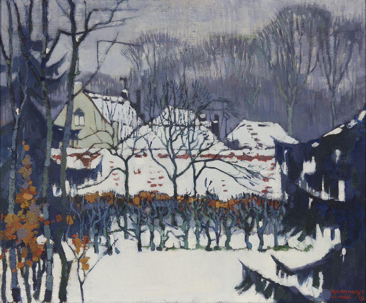 Verhorst A.J.  | Andreas Jacobus 'André J.' Verhorst, Wintertuin, olieverf op doek 55,2 x 66,3 cm, gesigneerd rechtsonder en gedateerd 20 febr. '19