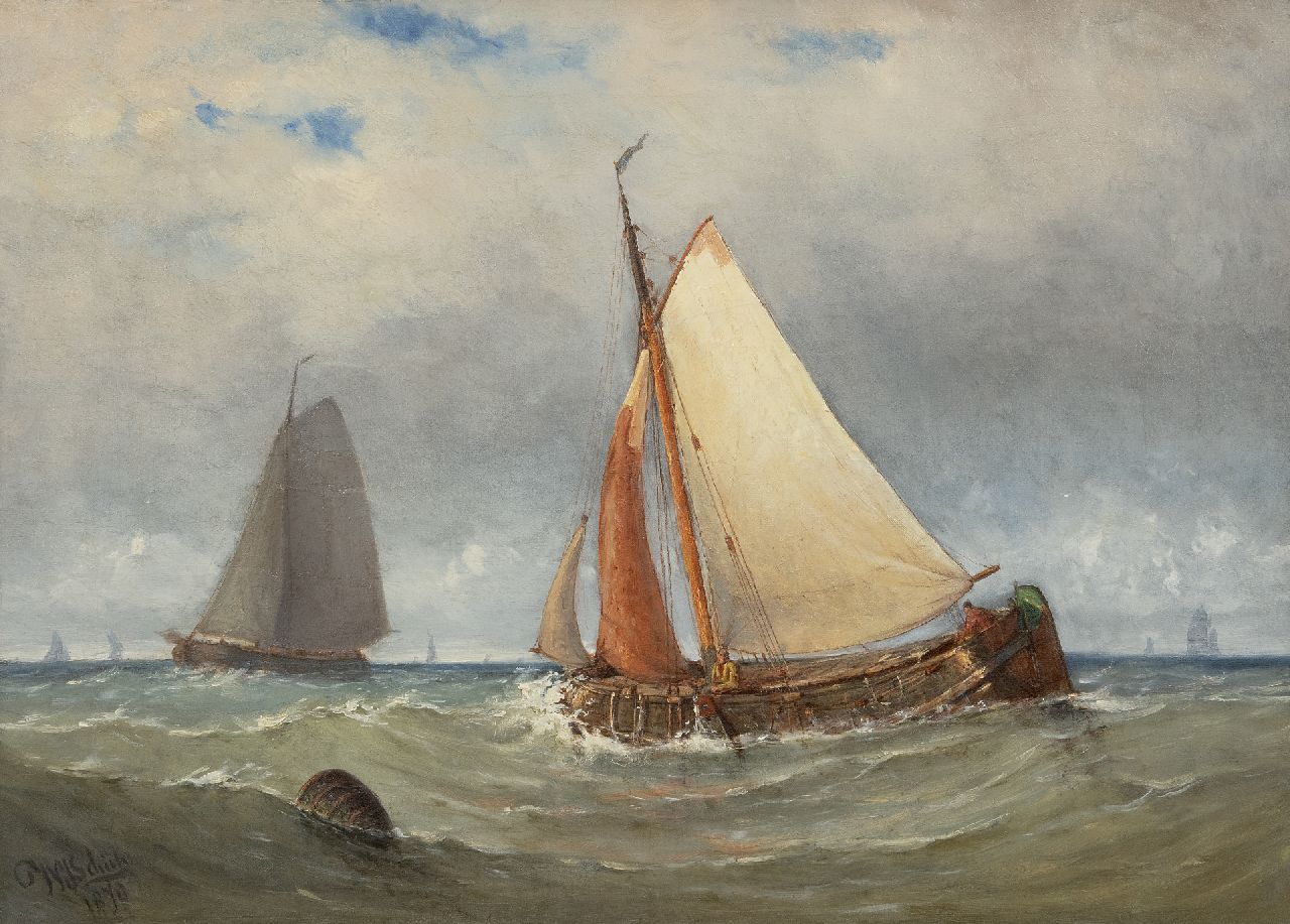 Schütz W.J. | Willem Johannes Schütz, Laverende Zeeuwse hoogaars (alleen samen met pendant van 11253), olieverf op doek 42,1 x 58,7 cm, gesigneerd linksonder en gedateerd 1878 Schütz W.J. | Willem Johannes Schütz, Laverende Zeeuwse hoogaars (alleen samen met pendant van 11253), olieverf op doek 42,1 x 58,7 cm, gesigneerd linksonder en gedateerd 1878
