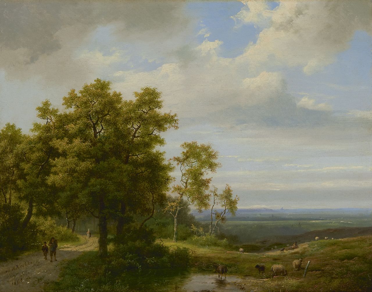 Koekkoek I M.A. | Marinus Adrianus Koekkoek I | Schilderijen te koop aangeboden | Boomrijk landschap, olieverf op doek 34,8 x 44,4 cm, gesigneerd linksonder en gedateerd 1864 Koekkoek I M.A. | Marinus Adrianus Koekkoek I | Schilderijen te koop aangeboden | Boomrijk landschap, olieverf op doek 34,8 x 44,4 cm, gesigneerd linksonder en gedateerd 1864