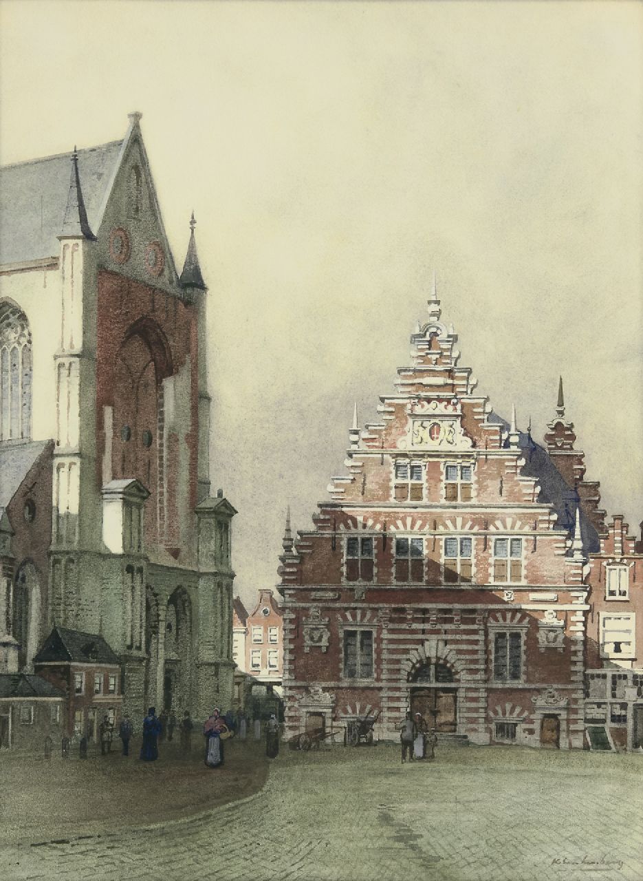 Klinkenberg J.C.K. | Johannes Christiaan Karel Klinkenberg, De Grote Markt met de Vleeshal in Haarlem, aquarel op papier 46,0 x 34,0 cm, gesigneerd rechtsonder Klinkenberg J.C.K. | Johannes Christiaan Karel Klinkenberg, De Grote Markt met de Vleeshal in Haarlem, aquarel op papier 46,0 x 34,0 cm, gesigneerd rechtsonder