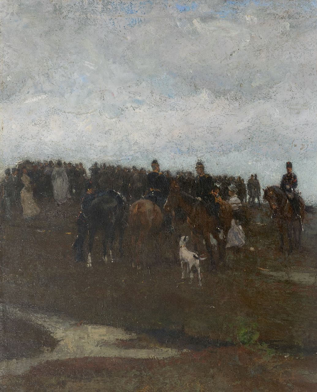 Waay N. van der | Nicolaas van der Waay, Cavaleristen en dames op het duin, olieverf op doek op paneel 70,5 x 58,0 cm, te dateren ca. 1905
