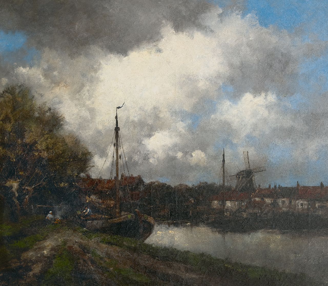 Koekkoek jr. H.  | Hermanus Koekkoek jr., Langs de Vecht, olieverf op doek 75,0 x 86,0 cm, gesigneerd linksonder met pseudoniem 'Jan van Couver'