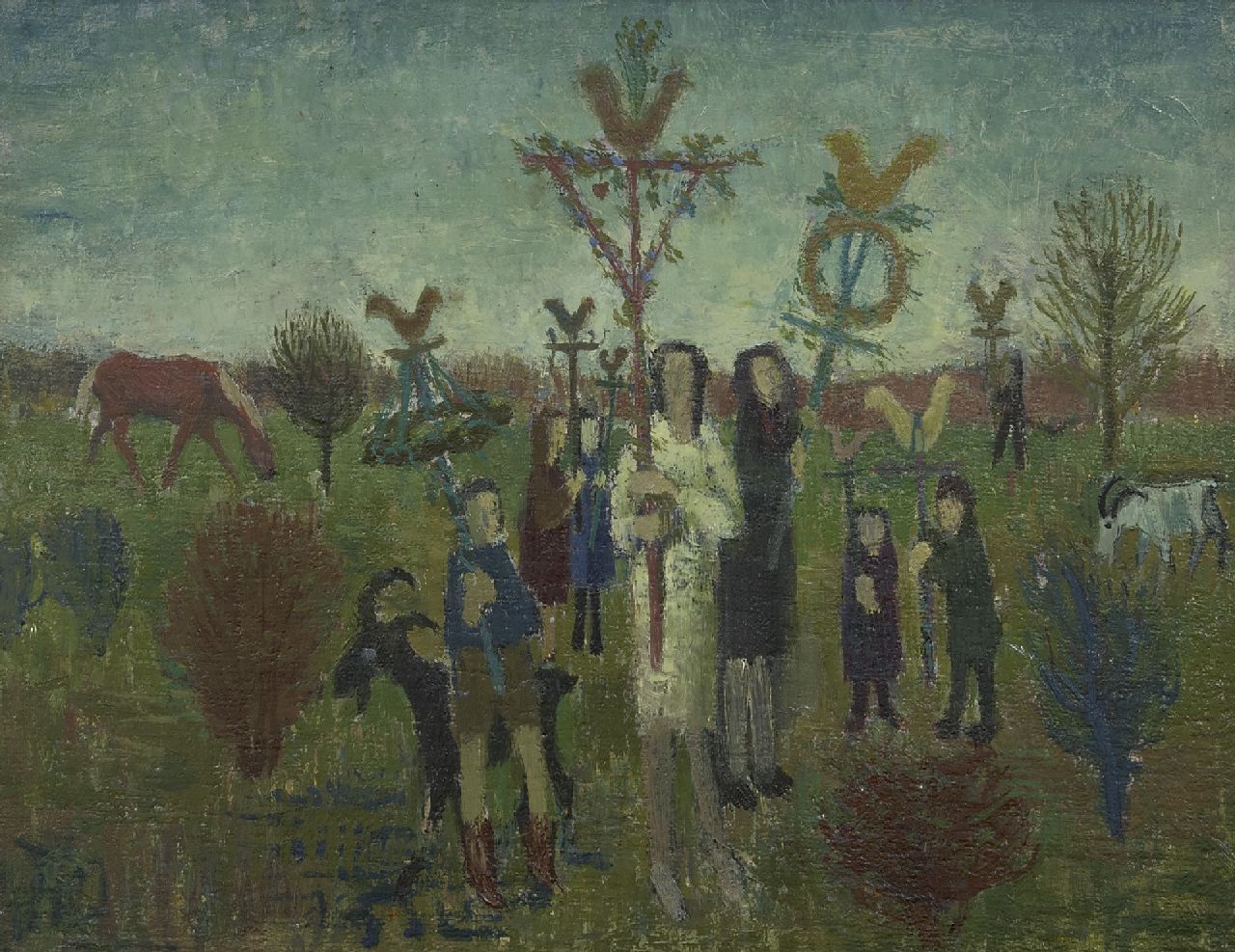 Andréa C. | Cornelis 'Kees' Andréa | Schilderijen te koop aangeboden | Palmpasen, olieverf op board op paneel 27,2 x 35,1 cm Andréa C. | Cornelis 'Kees' Andréa | Schilderijen te koop aangeboden | Palmpasen, olieverf op board op paneel 27,2 x 35,1 cm