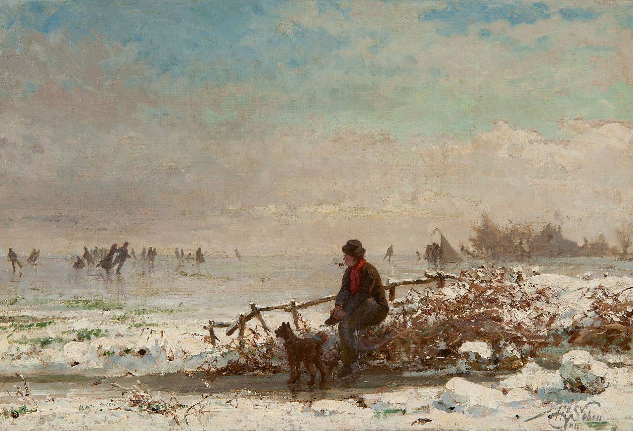 Seben H. van | Henri van Seben, Schaatspret op een winterse dag, olieverf op doek 32,0 x 47,2 cm, gesigneerd rechtsonder Seben H. van | Henri van Seben, Schaatspret op een winterse dag, olieverf op doek 32,0 x 47,2 cm, gesigneerd rechtsonder