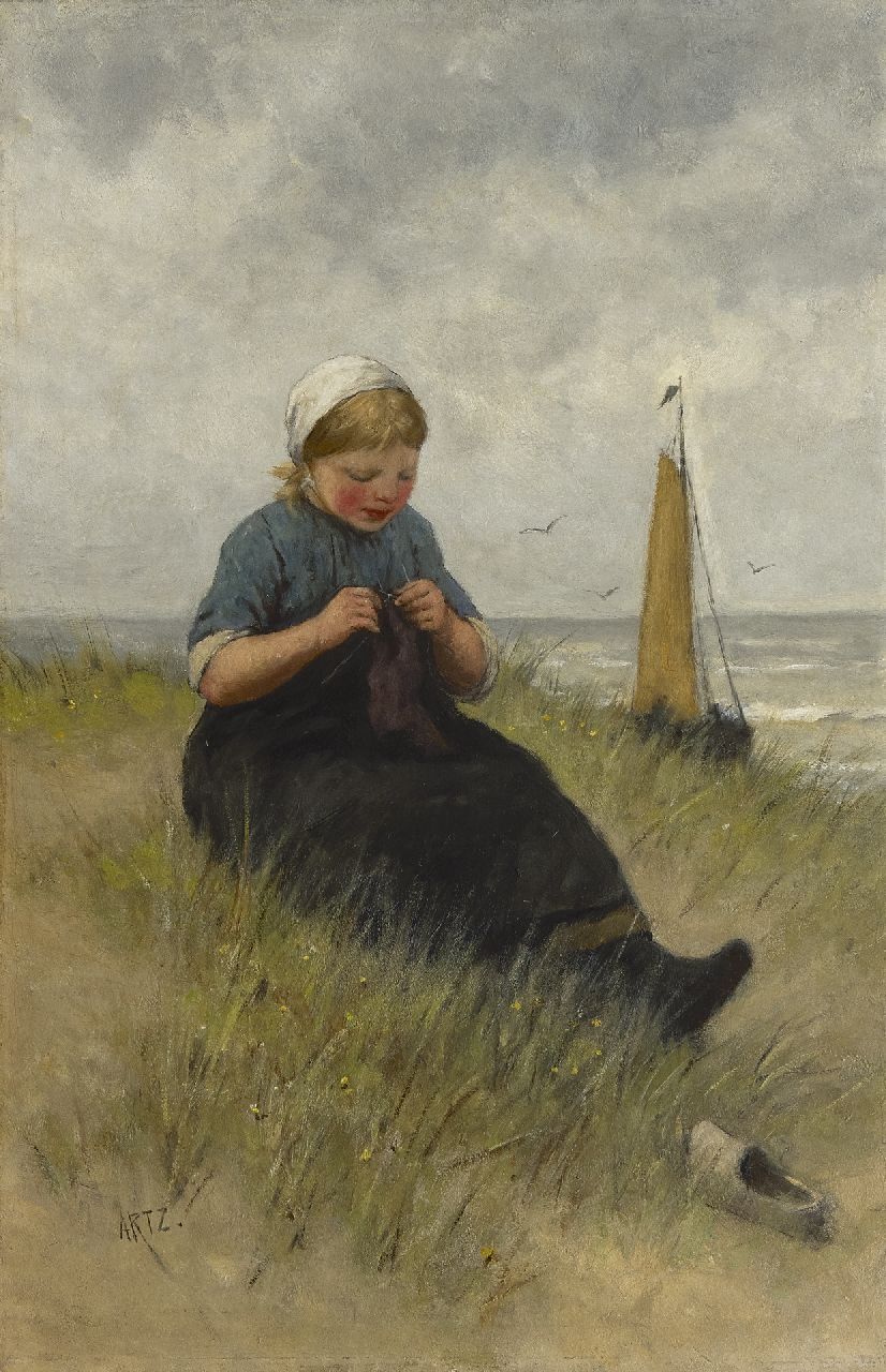 Artz D.A.C.  | David Adolphe Constant Artz, Breistertje in het duin, olieverf op doek 54,3 x 36,1 cm, gesigneerd linksonder