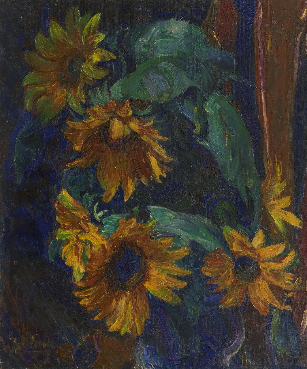 Altink J. | Jan Altink, Zonnebloemen, olieverf op doek 56,5 x 46,5 cm, gesigneerd linksonder Altink J. | Jan Altink, Zonnebloemen, olieverf op doek 56,5 x 46,5 cm, gesigneerd linksonder
