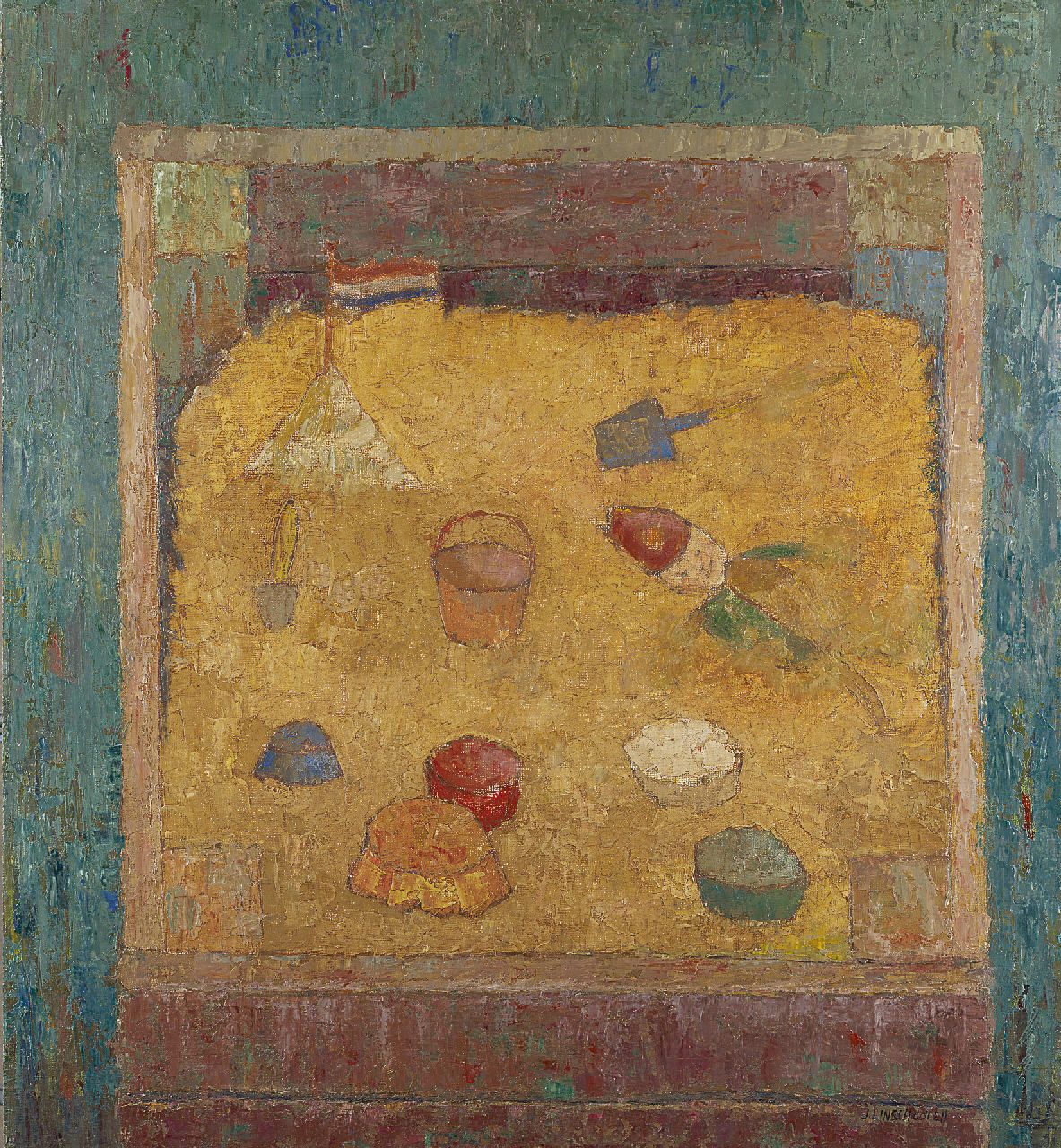 Linschooten J. | Johannes 'Joop' Linschooten, Zandbak, olieverf op board 100,0 x 91,6 cm, gesigneerd rechtsonder Linschooten J. | Johannes 'Joop' Linschooten, Zandbak, olieverf op board 100,0 x 91,6 cm, gesigneerd rechtsonder