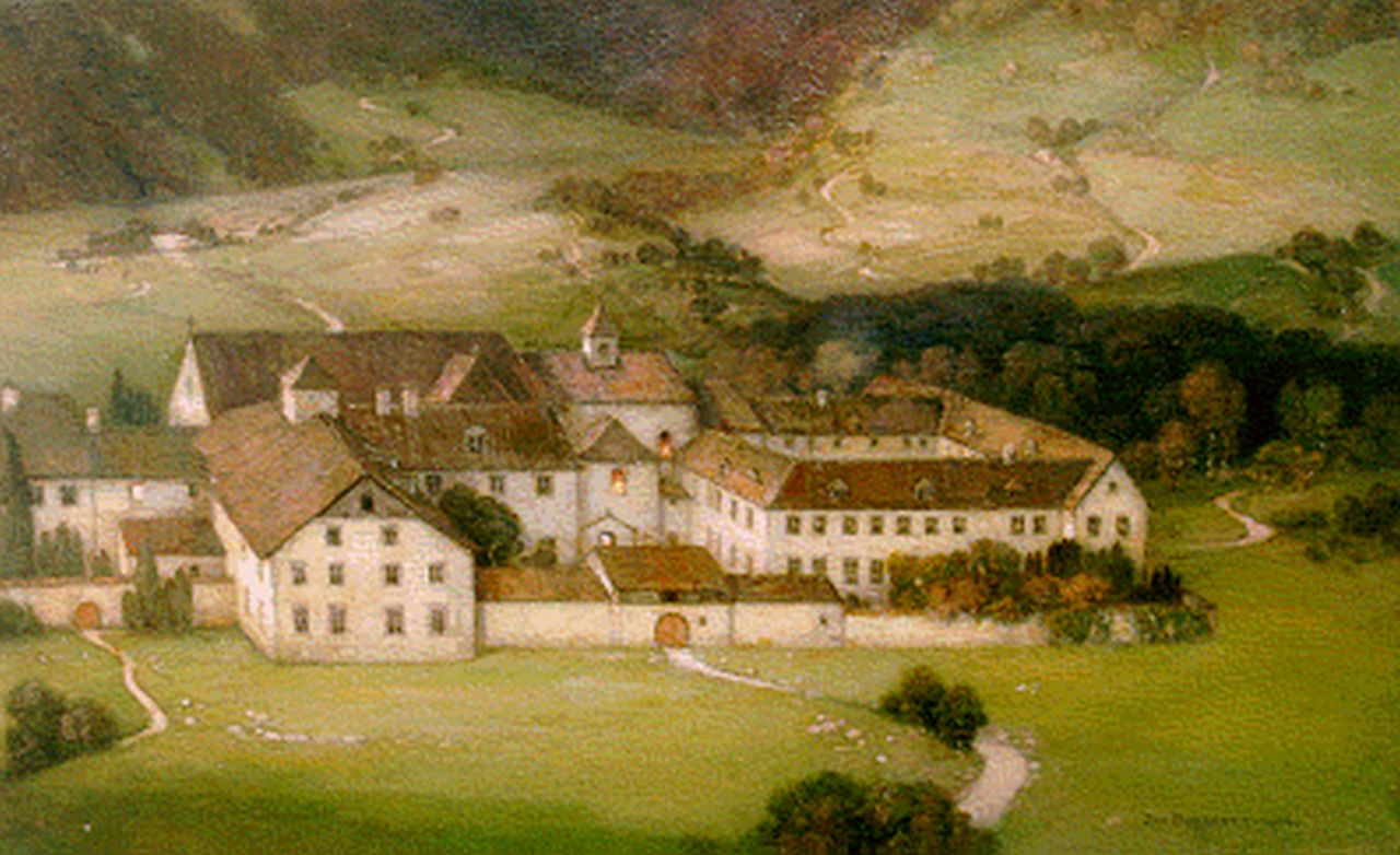 Bogaerts J.J.M. | Johannes Jacobus Maria 'Jan' Bogaerts, Klooster bij Echternach, olieverf op doek 40,2 x 65,5 cm, gesigneerd rechtsonder en gedateerd 1936 Bogaerts J.J.M. | Johannes Jacobus Maria 'Jan' Bogaerts, Klooster bij Echternach, olieverf op doek 40,2 x 65,5 cm, gesigneerd rechtsonder en gedateerd 1936