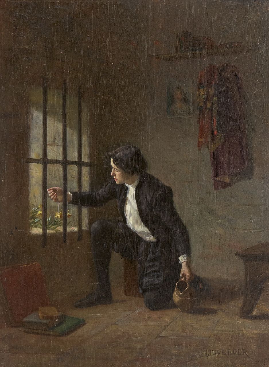Duverger T.E. | Théophile Emmanuel Duverger, Klein geluk, olieverf op paneel 23,5 x 16,2 cm, gesigneerd rechtsonder Duverger T.E. | Théophile Emmanuel Duverger, Klein geluk, olieverf op paneel 23,5 x 16,2 cm, gesigneerd rechtsonder
