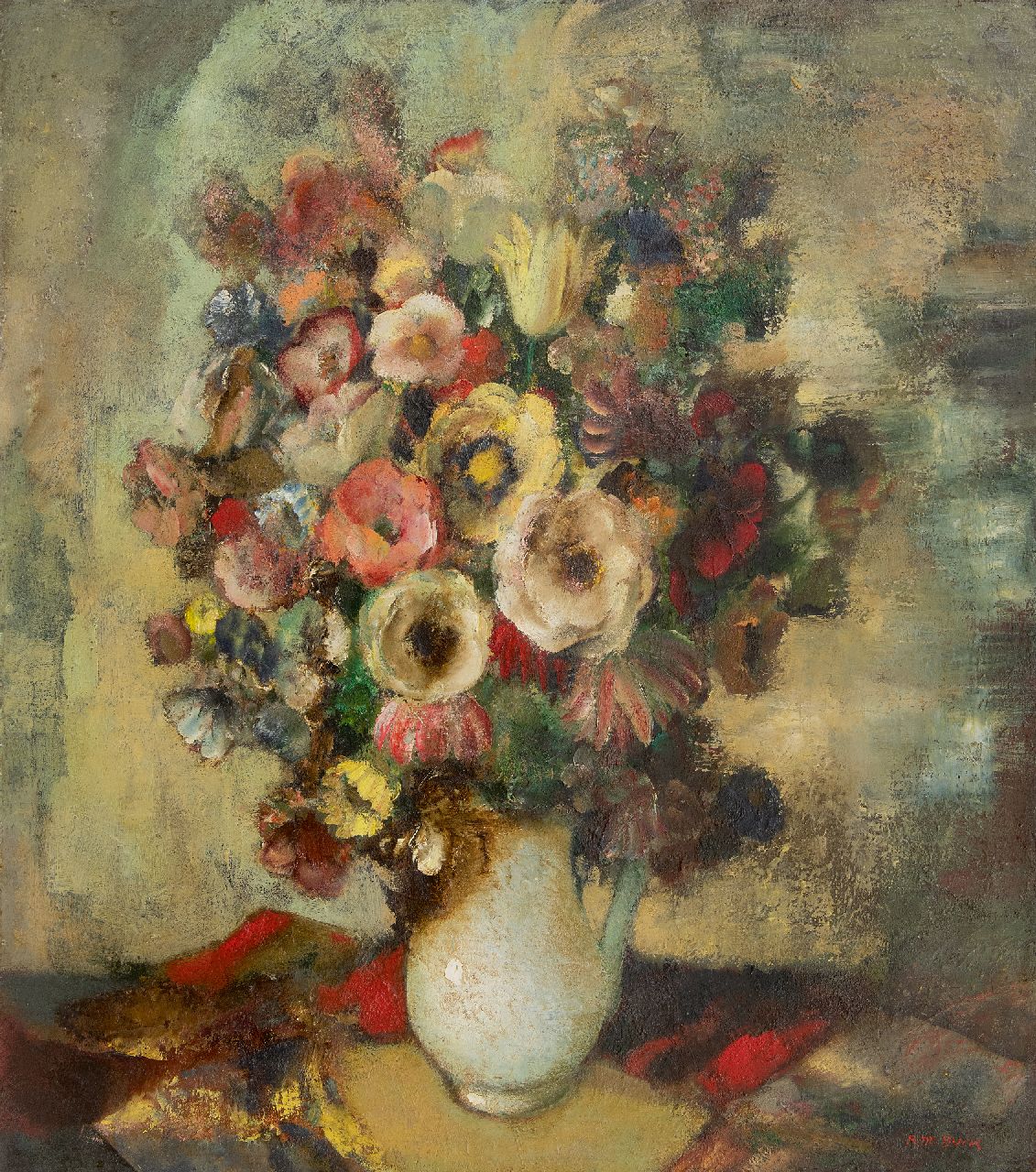 Buck R. de | Raphaël de Buck | Schilderijen te koop aangeboden | Bloemstilleven, olieverf op doek 79,8 x 70,5 cm, gesigneerd rechtsonder Buck R. de | Raphaël de Buck | Schilderijen te koop aangeboden | Bloemstilleven, olieverf op doek 79,8 x 70,5 cm, gesigneerd rechtsonder