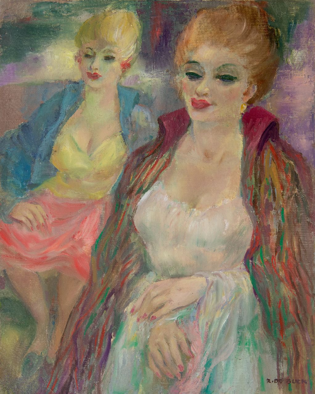 Buck R. de | Raphaël de Buck | Schilderijen te koop aangeboden | Twee vrouwen, olieverf op doek 64,1 x 51,2 cm, gesigneerd rechtsonder Buck R. de | Raphaël de Buck | Schilderijen te koop aangeboden | Twee vrouwen, olieverf op doek 64,1 x 51,2 cm, gesigneerd rechtsonder