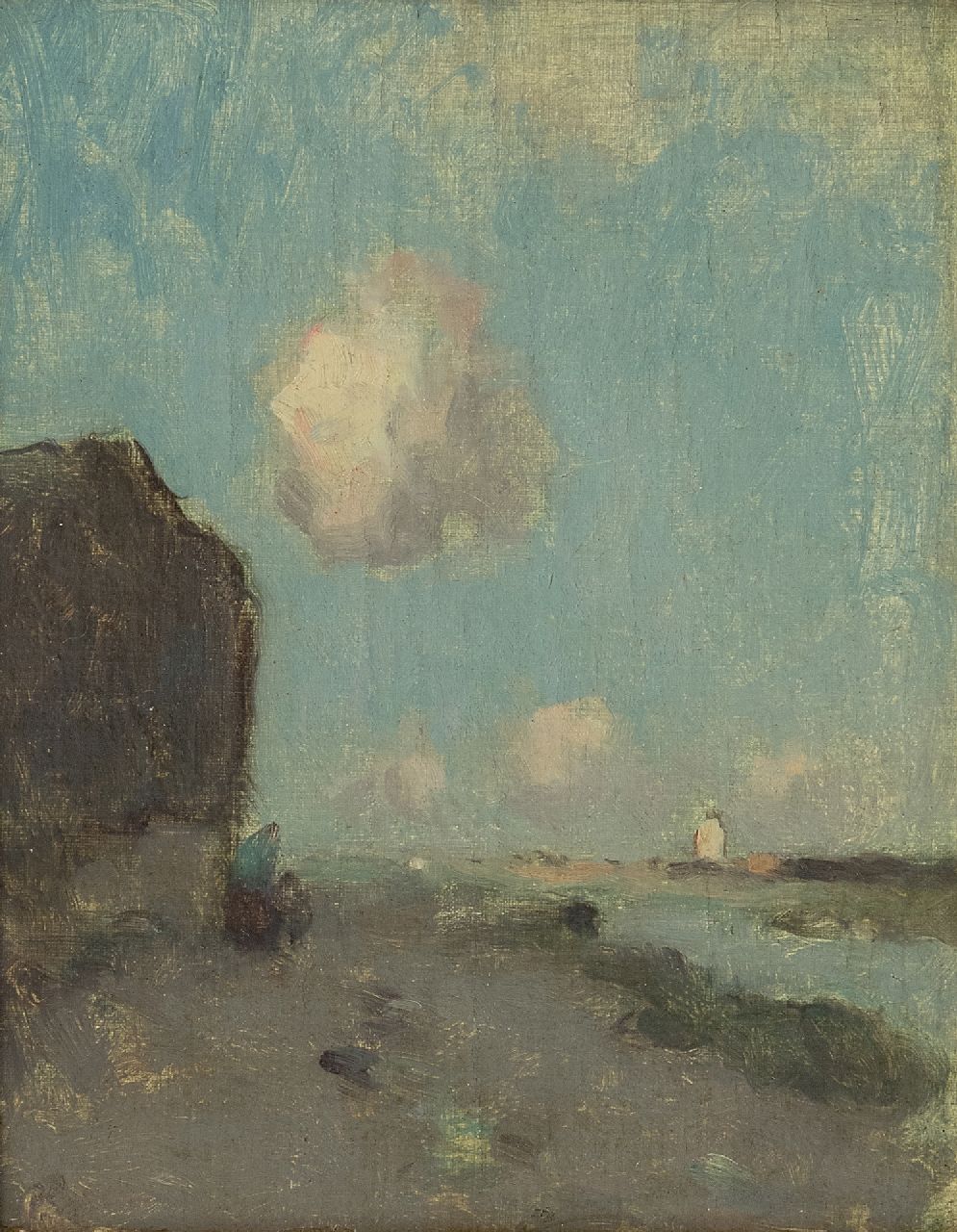 Knikker A. | Aris Knikker | Schilderijen te koop aangeboden | Langs de vaart, olieverf op doek op paneel 21,5 x 16,6 cm, gesigneerd voorheen rechtsonder 'J.H. Weissenbruch' Knikker A. | Aris Knikker | Schilderijen te koop aangeboden | Langs de vaart, olieverf op doek op paneel 21,5 x 16,6 cm, gesigneerd voorheen rechtsonder 'J.H. Weissenbruch'