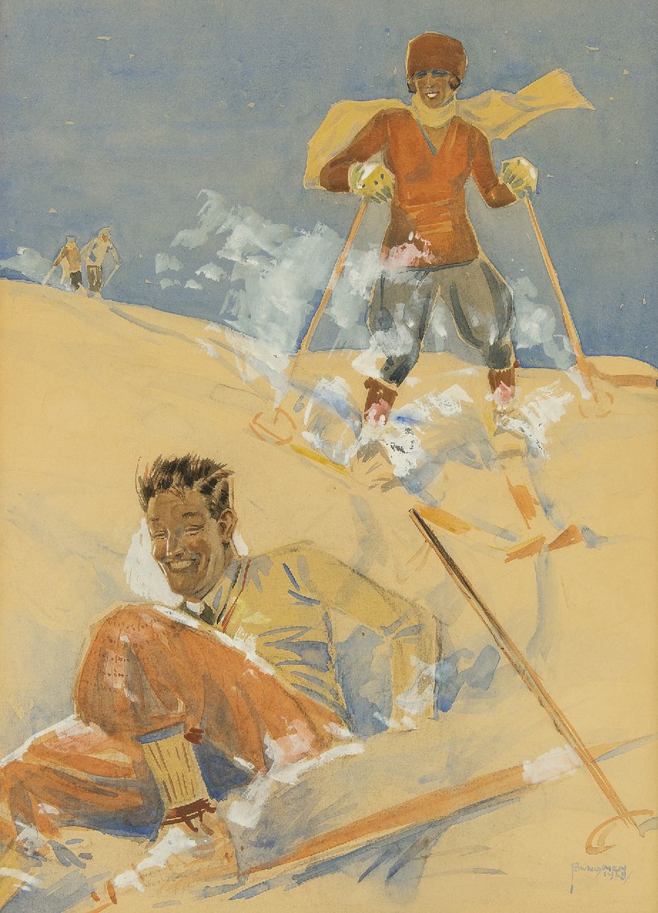 Vlijmen B.A.I.G. van | Bernardus Alphonsus Ignatius Gerardus 'Bernard' van Vlijmen, Skipret, aquarel op papier 47,6 x 34,0 cm, gesigneerd rechtsonder en gedateerd 1928