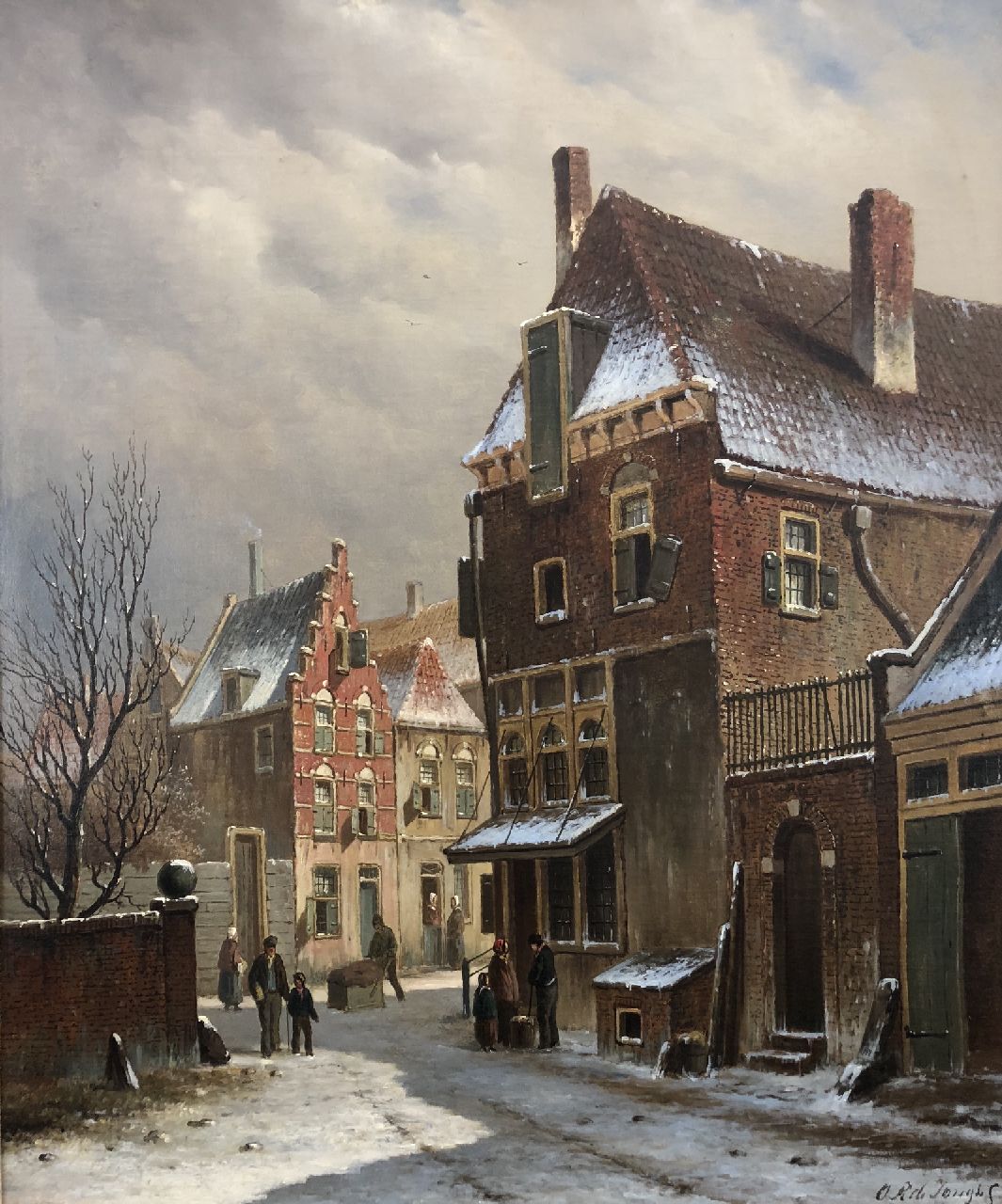 Jongh O.R. de | Oene Romkes de Jongh, Besneeuwd stadsgezicht, olieverf op doek 67,9 x 54,6 cm, gesigneerd rechtsonder