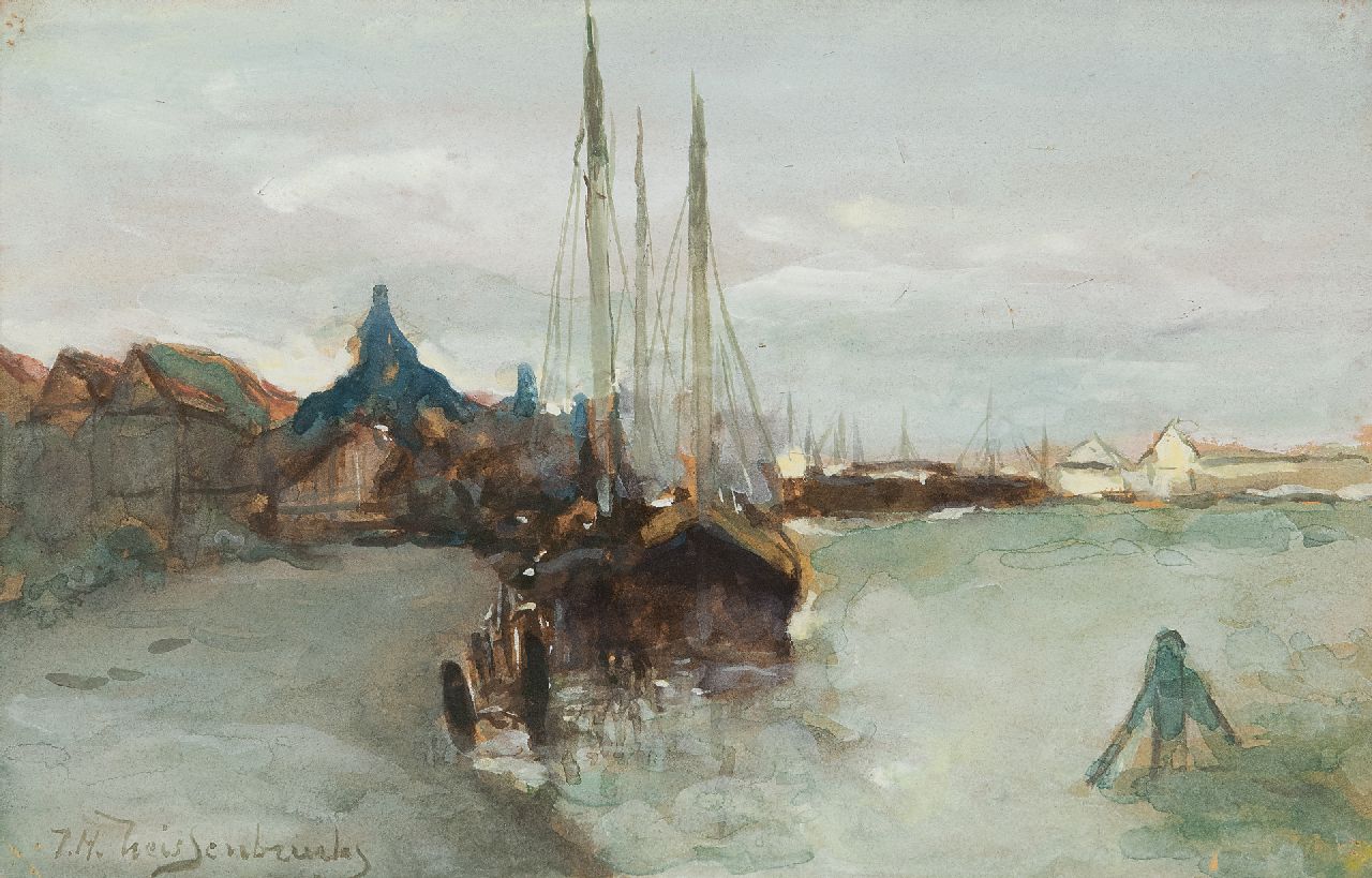 Weissenbruch H.J. | Hendrik Johannes 'J.H.' Weissenbruch, De haven van Zaandam, aquarel op papier 14,5 x 22,5 cm, gesigneerd linksonder Weissenbruch H.J. | Hendrik Johannes 'J.H.' Weissenbruch, De haven van Zaandam, aquarel op papier 14,5 x 22,5 cm, gesigneerd linksonder